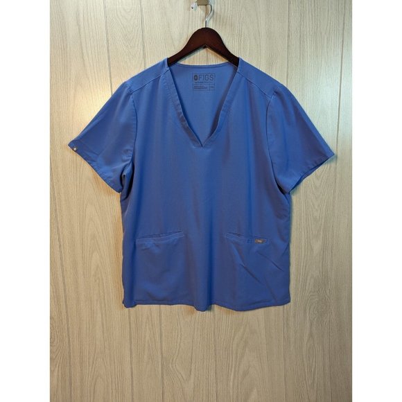 Figs Tops - FIGS Scrubs Scrub Top Technical Collection  Light Blue XXL 2XL Short Sleeve
